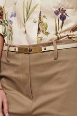 ECRU ADJUSTABLE SLIM LAMBSKIN LEATHER BELT
