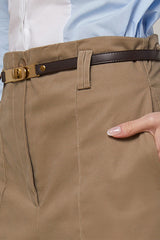 BROWN ADJUSTABLE SLIM LAMBSKIN LEATHER BELT