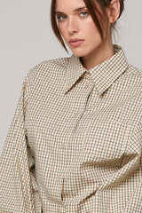 PUFF SLEEVES SHORT CHECKERED SHIRT