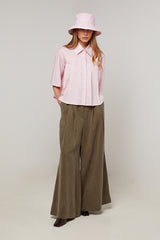 PINK SHORT PLEATED COTTON SHIRT