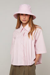 PINK SHORT PLEATED COTTON SHIRT