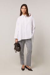 WHITE OVERSIZED 3/4-SLEEVE SHIRT