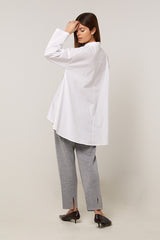 WHITE OVERSIZED 3/4-SLEEVE SHIRT