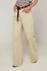 BEIGE STRAIGHT CANVA TROUSERS