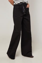 BLACK STRAIGHT CANVA TROUSERS