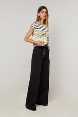 BLACK STRAIGHT CANVA TROUSERS