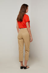 BEIGE COTTON CAPRI TROUSERS