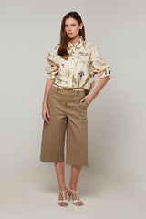 DARK BEIGE COTTON BERMUDA SHORTS