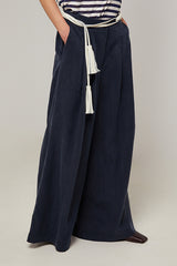 DENIM BLUE WIDE LEG TROUSERS