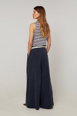 DENIM BLUE WIDE LEG TROUSERS