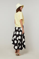 YELLOW ROUND-NECK SHORT-SLEEVE COTTON SILK T-SHIRT