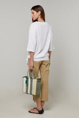 WHITE ASYMMETRICAL LONG COTTON SILK T-SHIRT