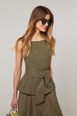 KHAKI HALTER NECK TOP