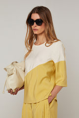 TWO TONE SHORT SLEEVE TOP