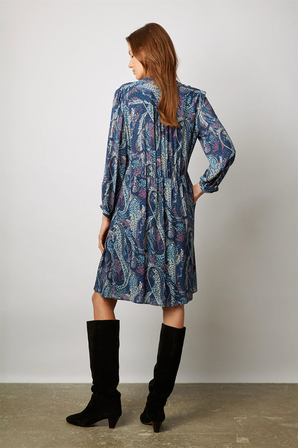 JANICE SOFT PAISLEY PRINT MINI DRESS