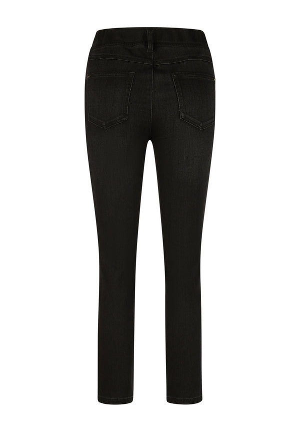 BLACK DENIM STRAIGHT JEANS