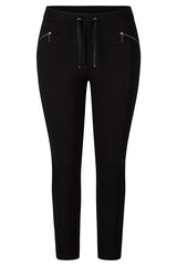 BLACK DECORATIVE SEAMS JERSEY TROUSERS