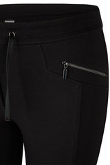 BLACK DECORATIVE SEAMS JERSEY TROUSERS