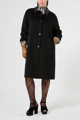 BACCO BLACK DOUBLE WOOL-BLEND COAT