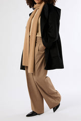 GERVASO BLACK PURE WOOL DRAP COAT