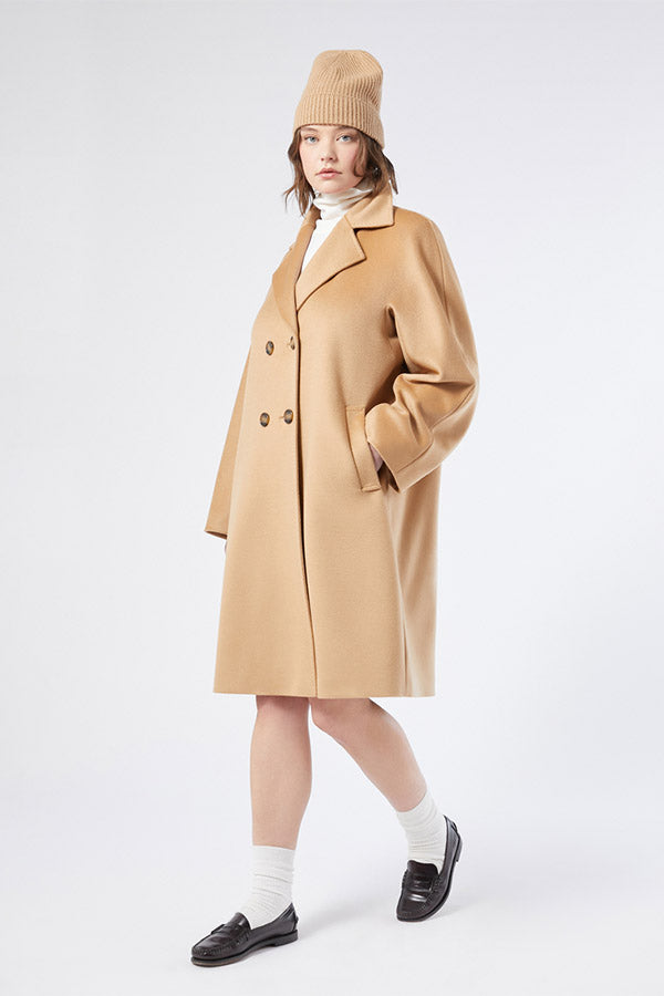 TORONTO BEIGE PURE WOOL DRAP COAT