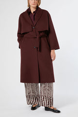 ACCIAIO BROWN DOUBLE FACED WOOL BLEND FABRIC JACKET