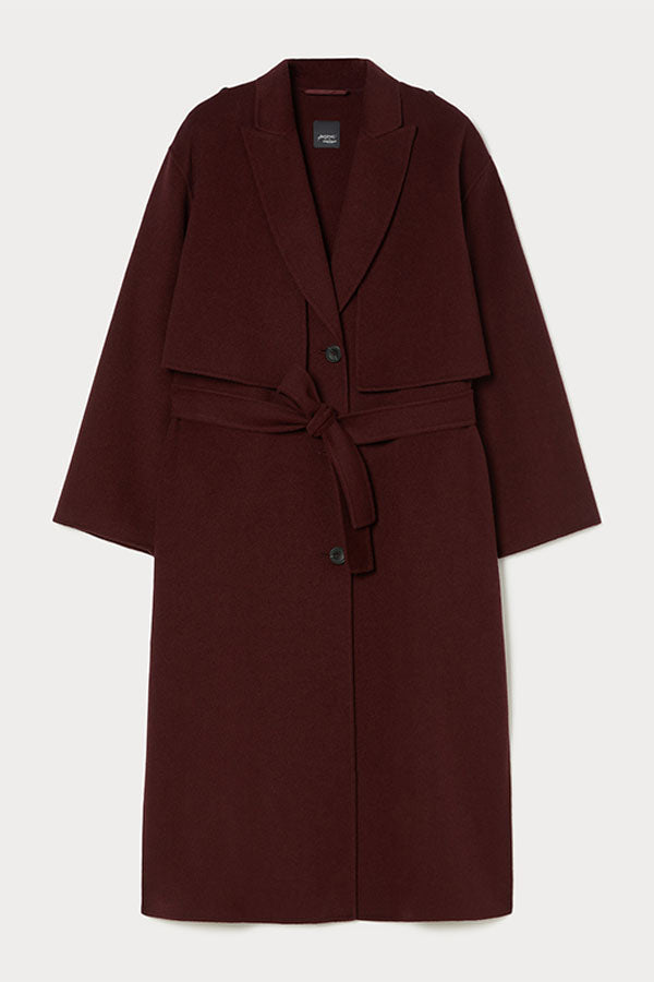 ACCIAIO BROWN DOUBLE FACED WOOL BLEND FABRIC JACKET