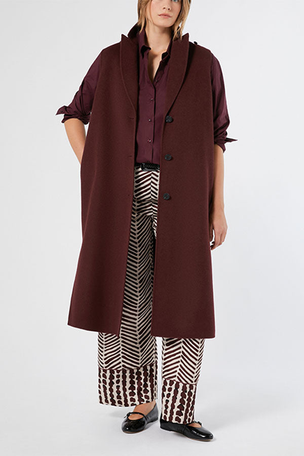 ACCIAIO BROWN DOUBLE FACED WOOL BLEND FABRIC JACKET