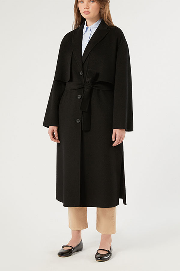 ACCIAIO BLACK DOUBLE FACED WOOL BLEND FABRIC JACKET