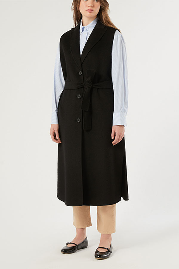 ACCIAIO BLACK DOUBLE FACED WOOL BLEND FABRIC JACKET