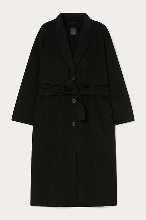 ACCIAIO BLACK DOUBLE FACED WOOL BLEND FABRIC JACKET