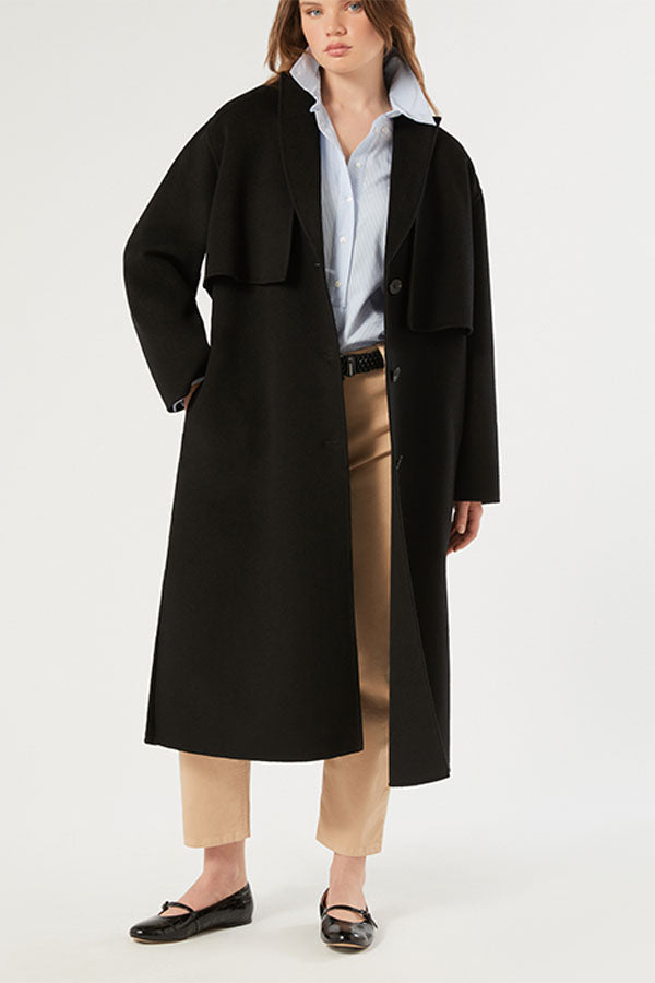 ACCIAIO BLACK DOUBLE FACED WOOL BLEND FABRIC JACKET