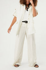 RIDENTE WHITE LINEN SAFARI JACKET