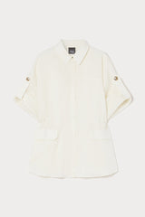 RIDENTE WHITE LINEN SAFARI JACKET