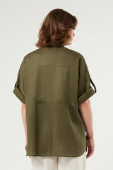 RIDENTE KAKI LINEN SAFARI JACKET