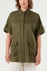 RIDENTE KAKI LINEN SAFARI JACKET