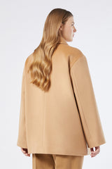 ASSENZI BEIGE PURE WOOL BROADCLOTH PEA COAT