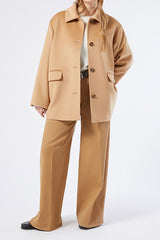 ASSENZI BEIGE PURE WOOL BROADCLOTH PEA COAT