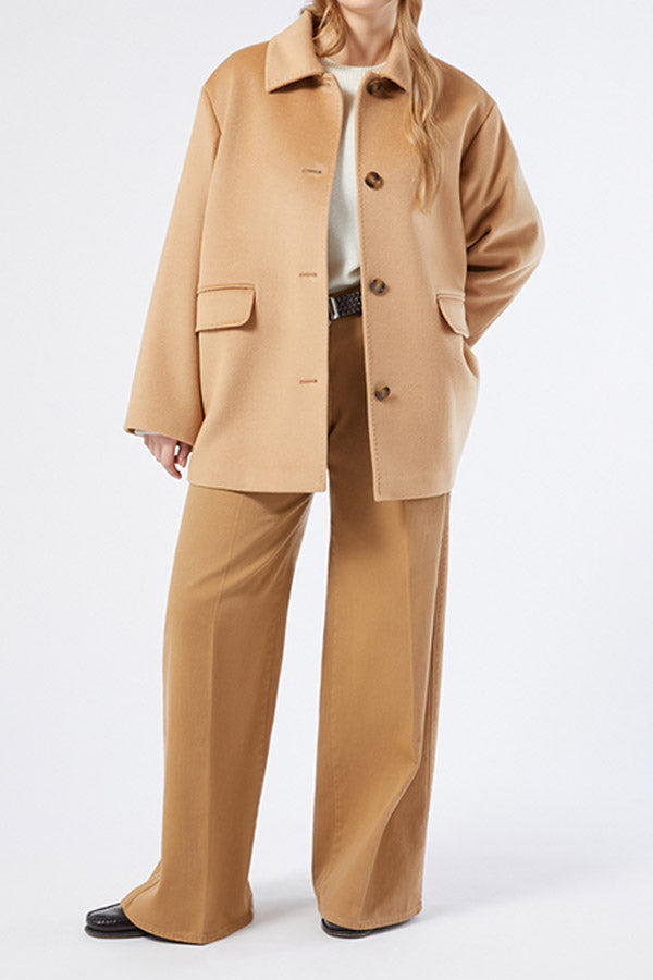 ASSENZI BEIGE PURE WOOL BROADCLOTH PEA COAT