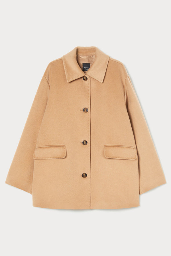 ASSENZI BEIGE PURE WOOL BROADCLOTH PEA COAT
