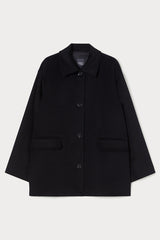 ASSENZI BLACK PURE WOOL BROADCLOTH PEA COAT
