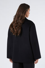 ASSENZI BLACK PURE WOOL BROADCLOTH PEA COAT