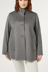 SCENICO GREY WOOL DRAP COAT