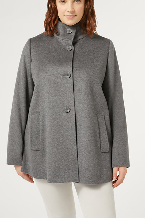 SCENICO GREY WOOL DRAP COAT