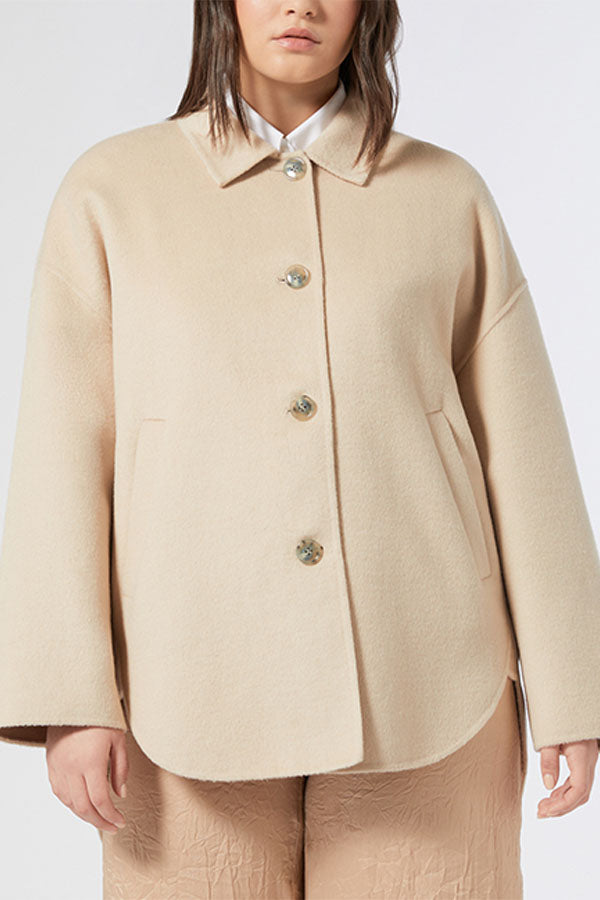 MONICA BEIGE WOOL BLEND DOUBLE-SIDED FABRIC JACKET