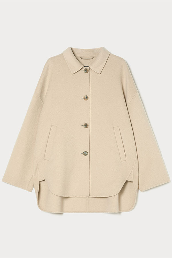 MONICA BEIGE WOOL BLEND DOUBLE-SIDED FABRIC JACKET