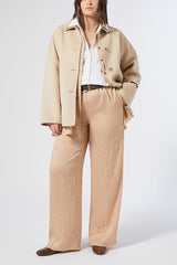 MONICA BEIGE WOOL BLEND DOUBLE-SIDED FABRIC JACKET