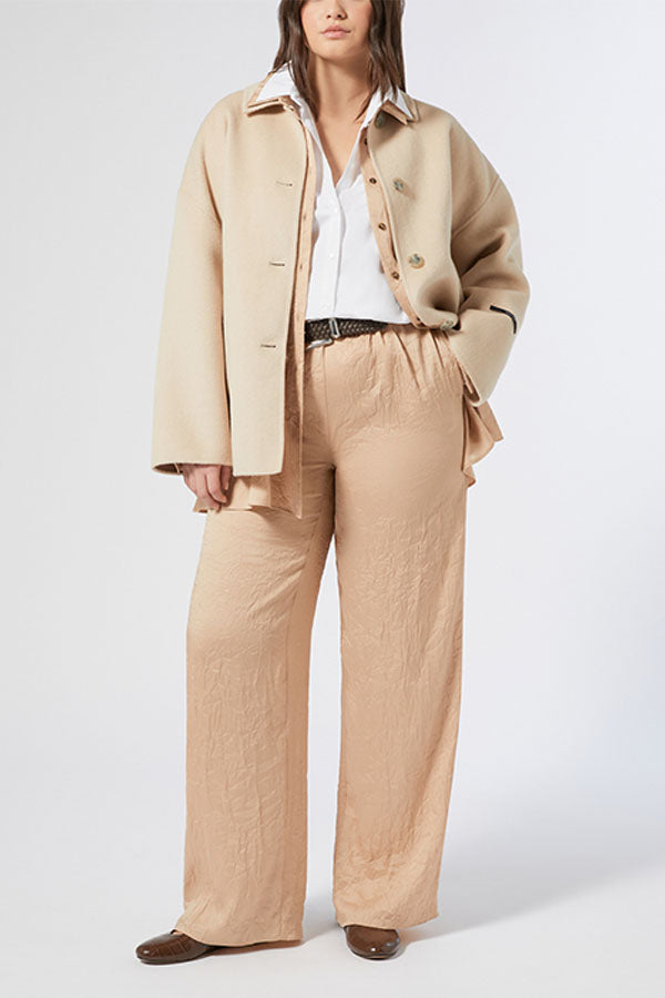 MONICA BEIGE WOOL BLEND DOUBLE-SIDED FABRIC JACKET