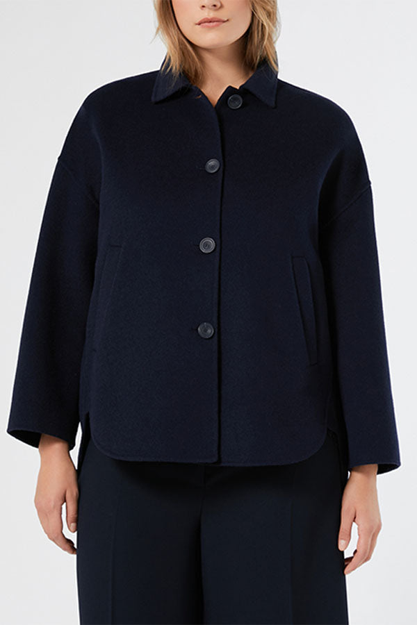 MONICA BLUE WOOL BLEND DOUBLE-SIDED FABRIC JACKET