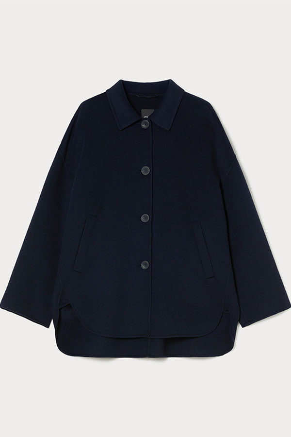 MONICA BLUE WOOL BLEND DOUBLE-SIDED FABRIC JACKET